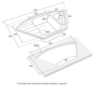 Мойка кухонная Paulmark Weise PM529050-GRM серый металлик